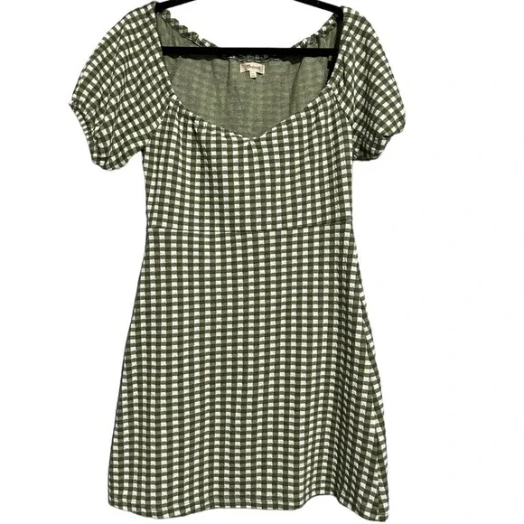 Madewell Jacquard Puff-Sleeve Mini Dress Gingham Check - Picture 2 of 12